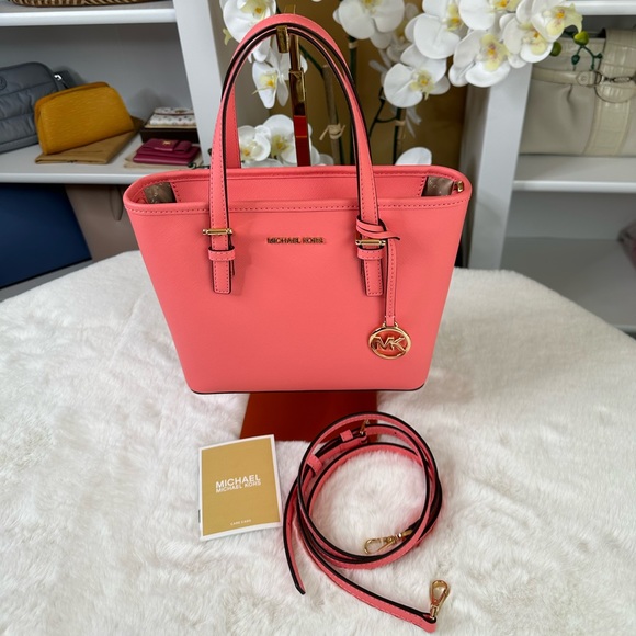 🆕 Michael Kors XS Jet Set Travel Tote Saffiano Leather Crossbody - Picture 7 of 13